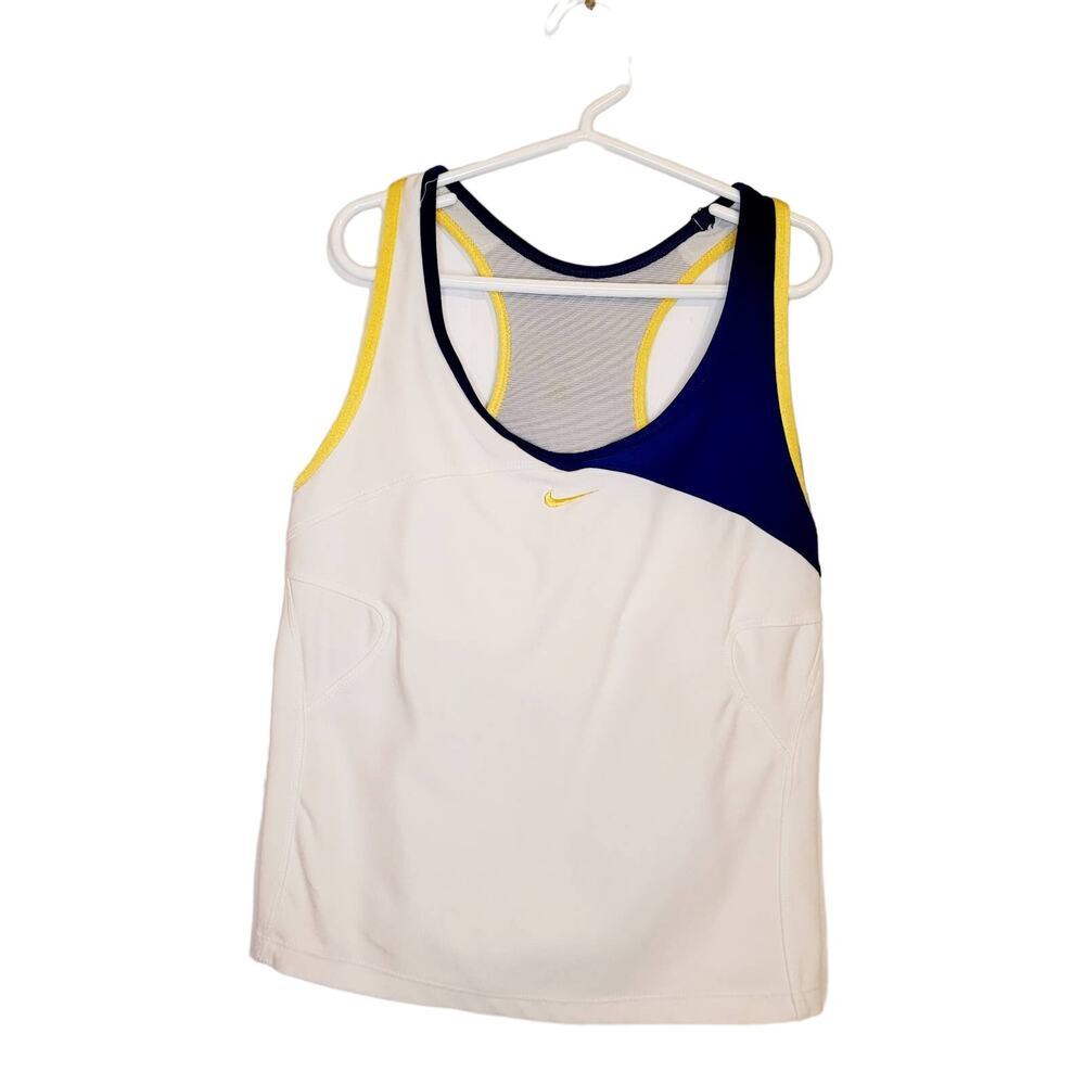 Nike white and blue athletic racer back tank top Size 10 Cheer Active Gym